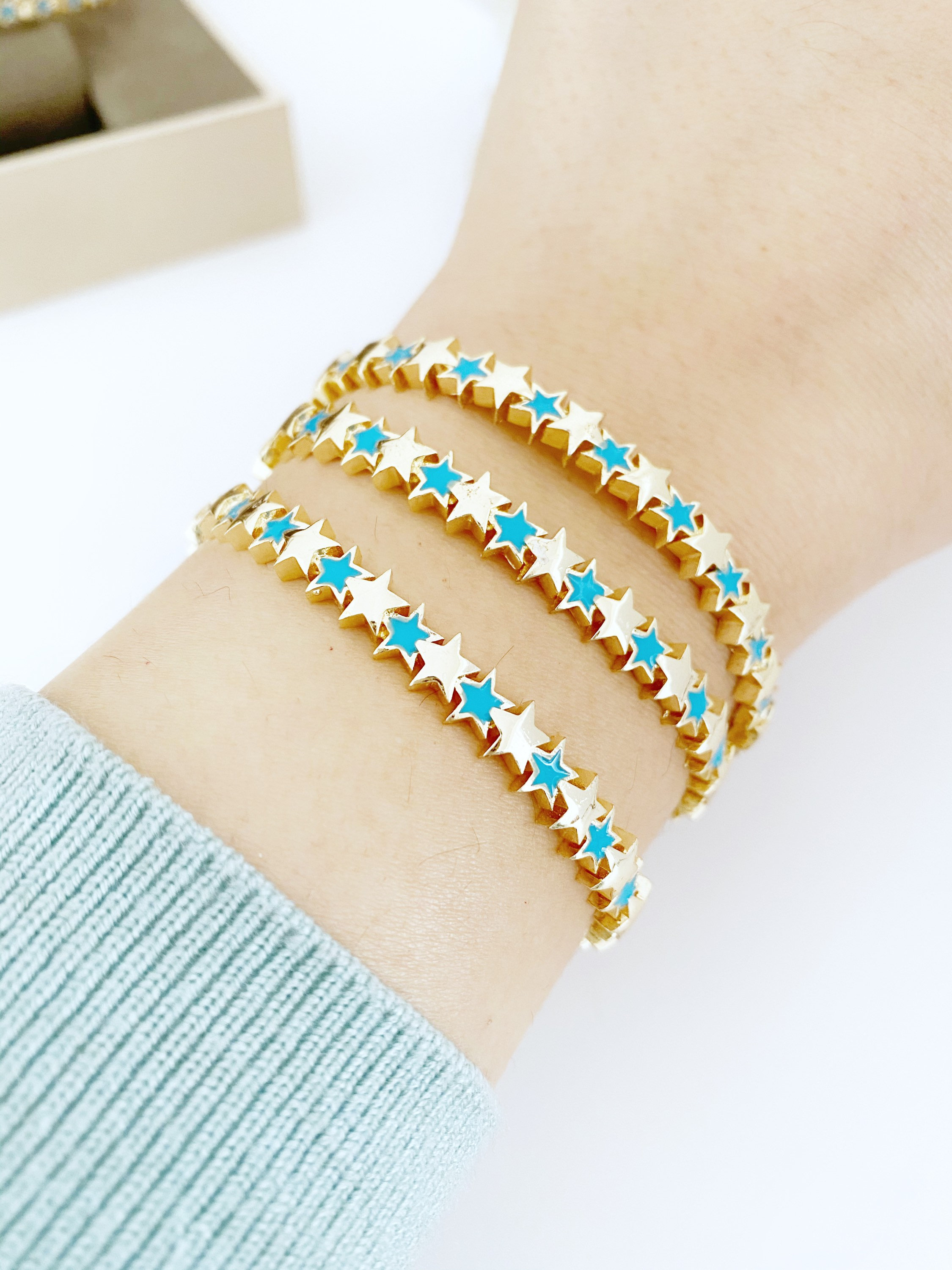 Star Cuff Bracelet Gold Cuff Bracelet Turquoise Star Charm Etsy