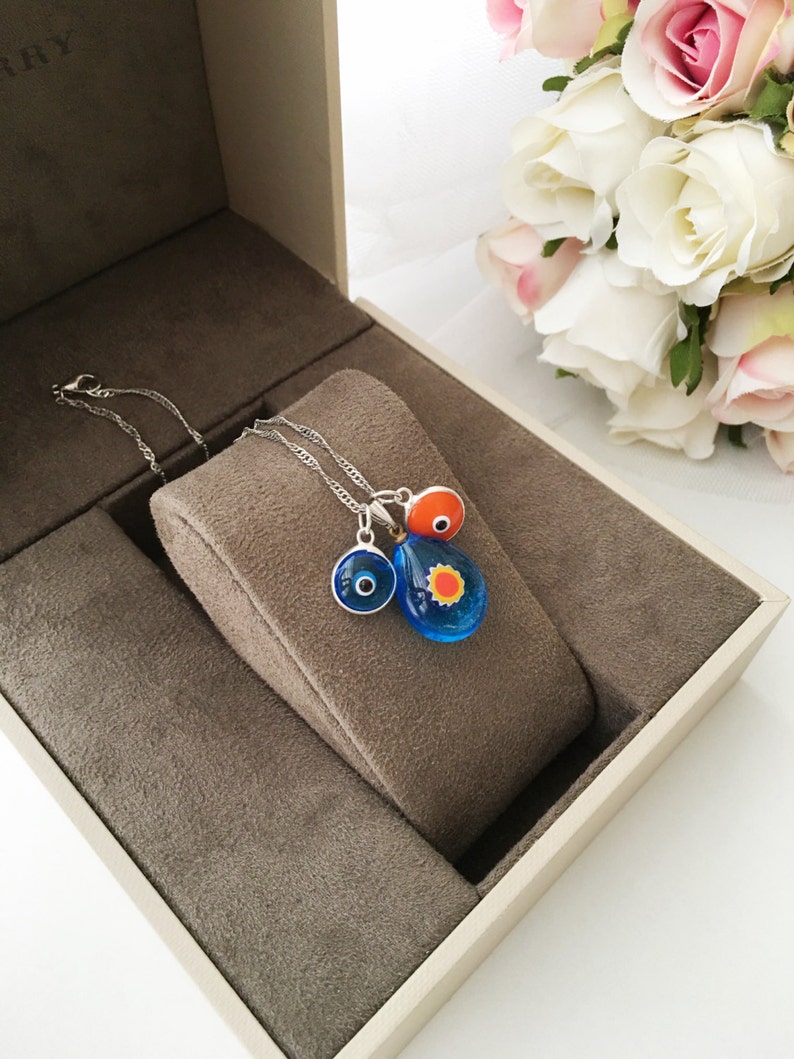 lamp work evil eye necklace Murano glass evil eye necklace evil eye beads greek evil eye blue evil eye necklace evil eye charm necklace