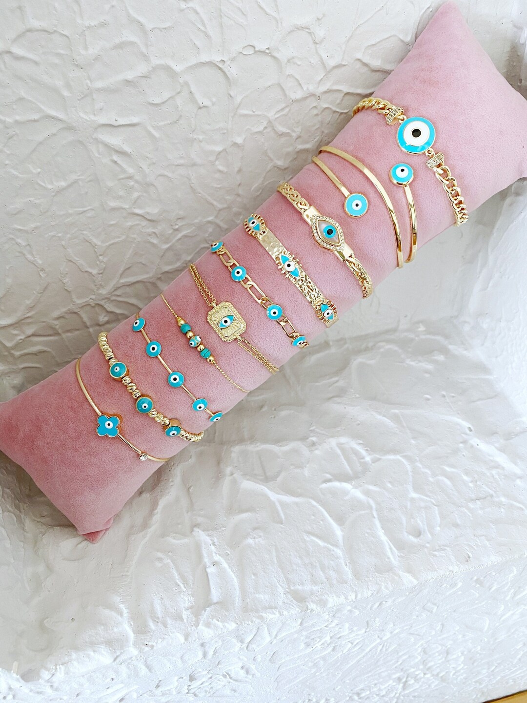 Greek Evil Eye Bracelet, Gold Chain Bracelet, Blue Evil Eye Nazar