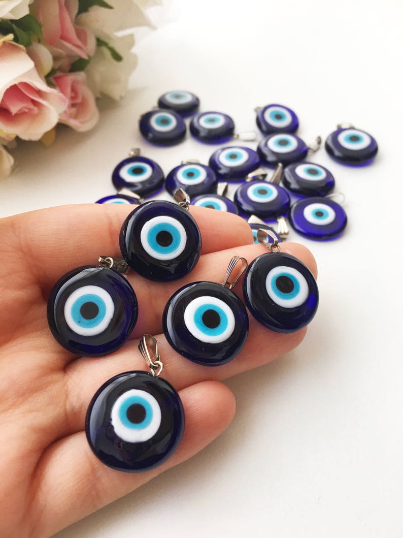 Evil Eye Beads Blue Evil Eye Charm Murano Glass Beads Evil Etsy