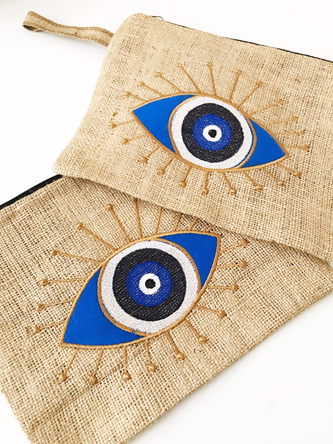 Evil eye bag jute bag evil eye clutch bag evil eye beach Etsy