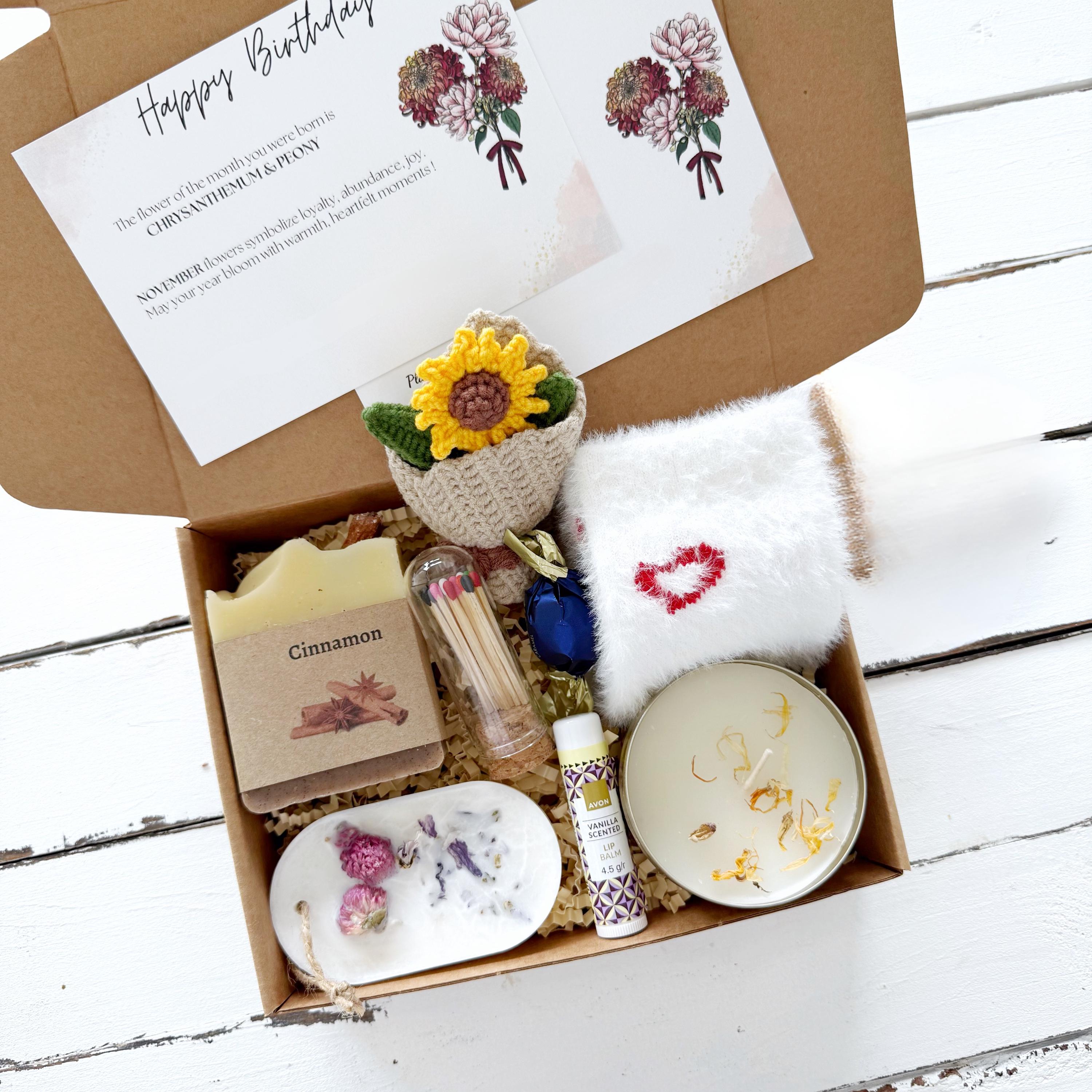 Personalized Birth Flower Gift Box - Birthday Gift for Her, Best Friend ...