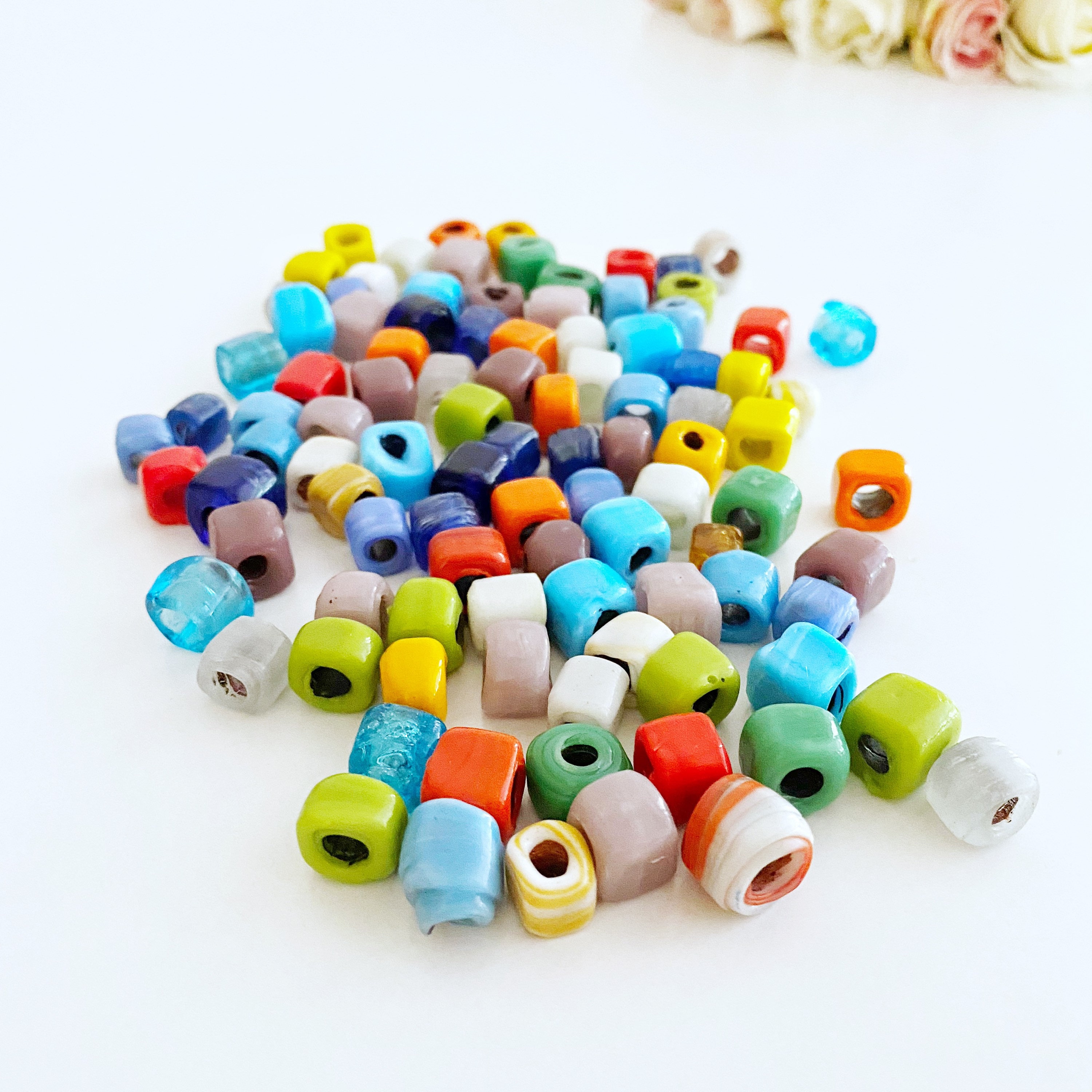 Glass Beads Assorted Glass Beads Assorted Beads 8mm Beads 8mm Glass Beads  BULK Beads Large Lot Mixed Beads Marble Beads 55 Pieces 