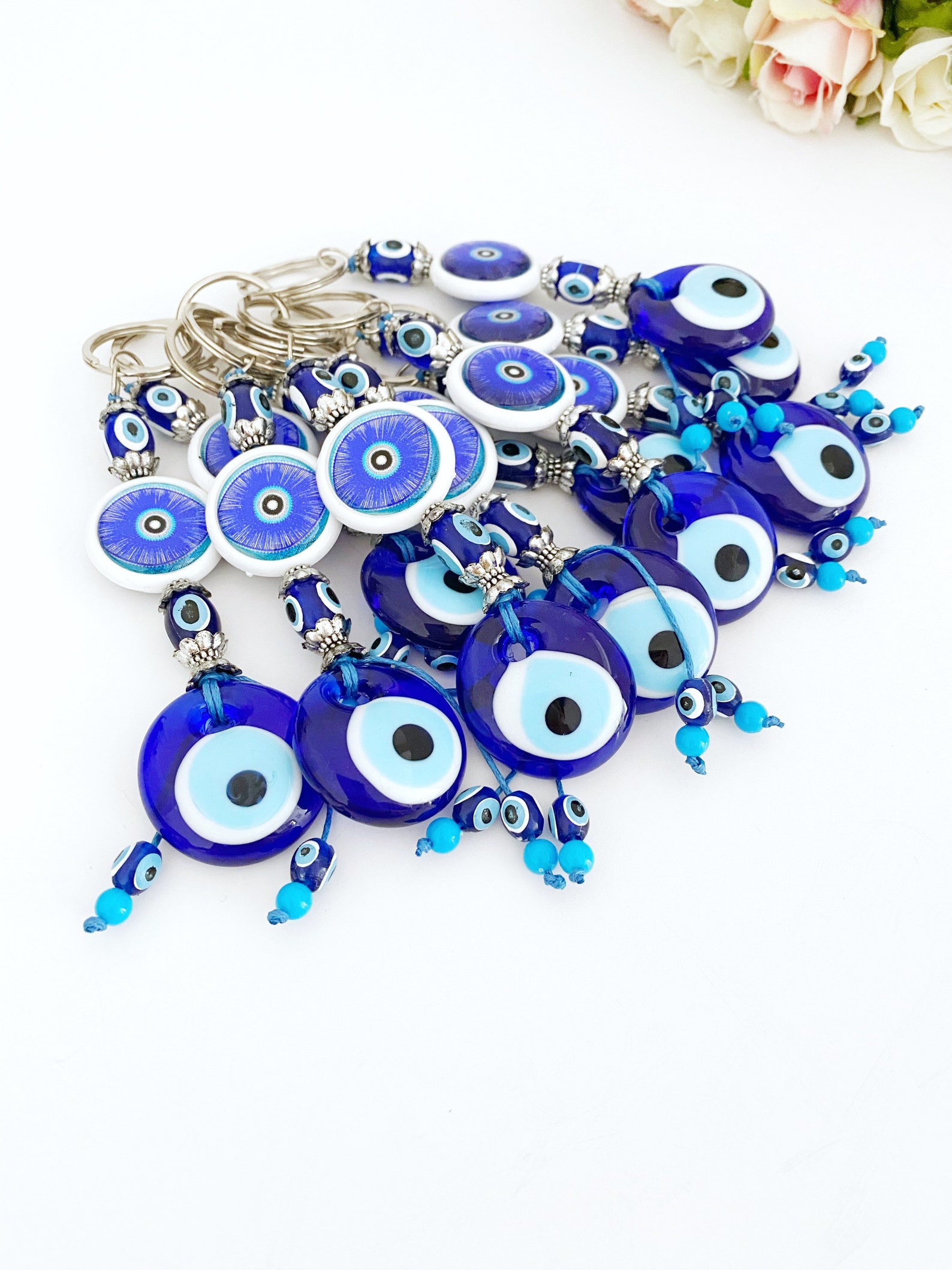 Blue Evil Eye Keychain Evil Eye Bead Evil Eye Keyring Good Etsy