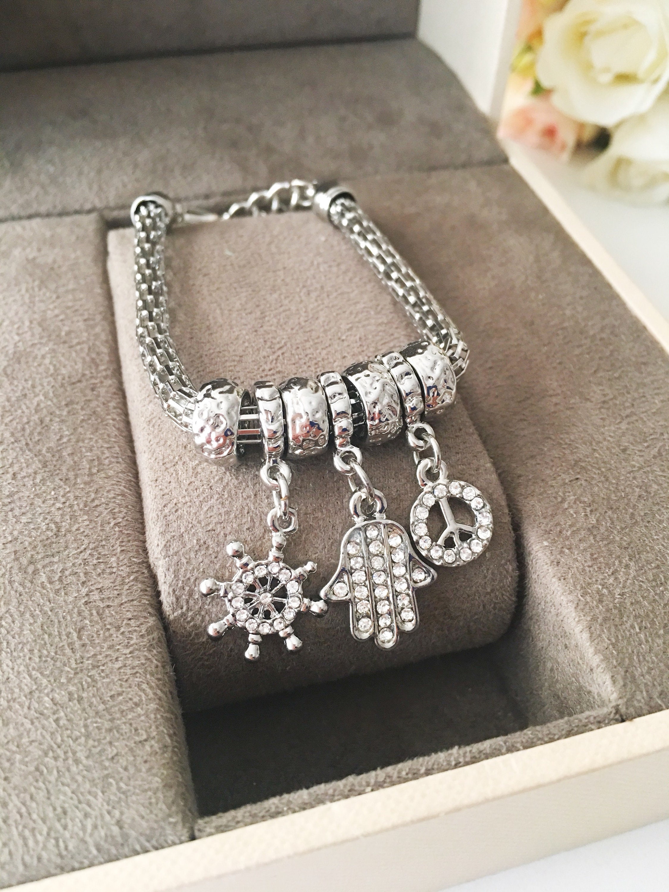 Pandora Bracelet Silver Charm Bracelet Hamsa Charm -