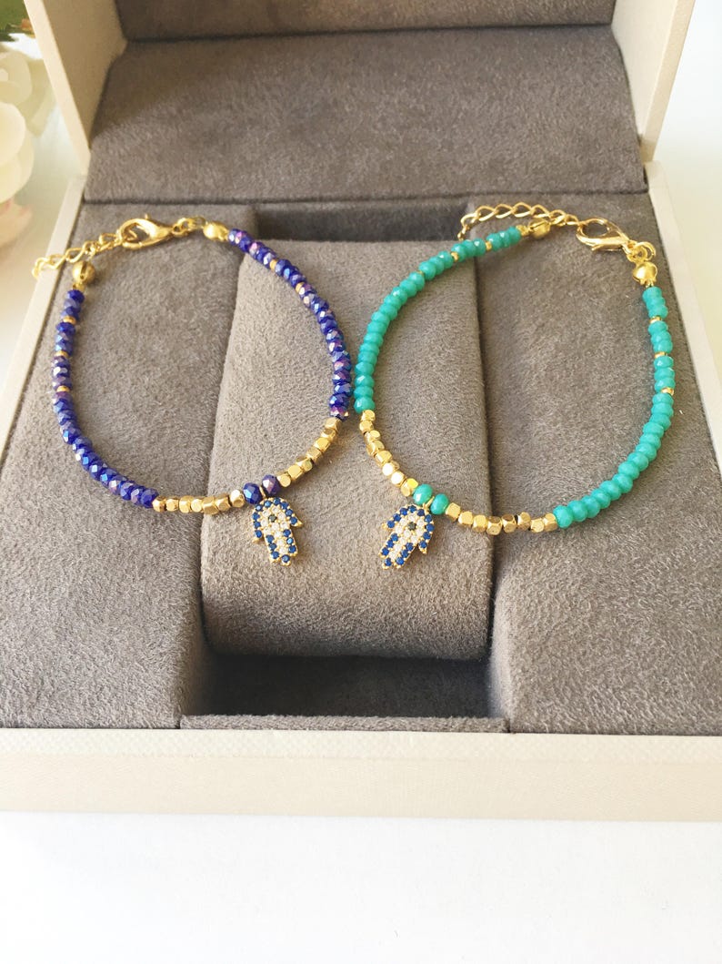 Hamsa Evil Eye Bracelet Zirconia Hamsa Bracelet Hamsa Evil Etsy