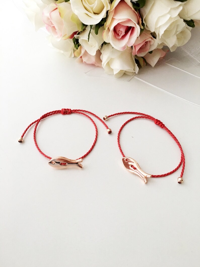 Tiny Fish Bracelet Red String Bracelet Rose Gold Bracelet Etsy