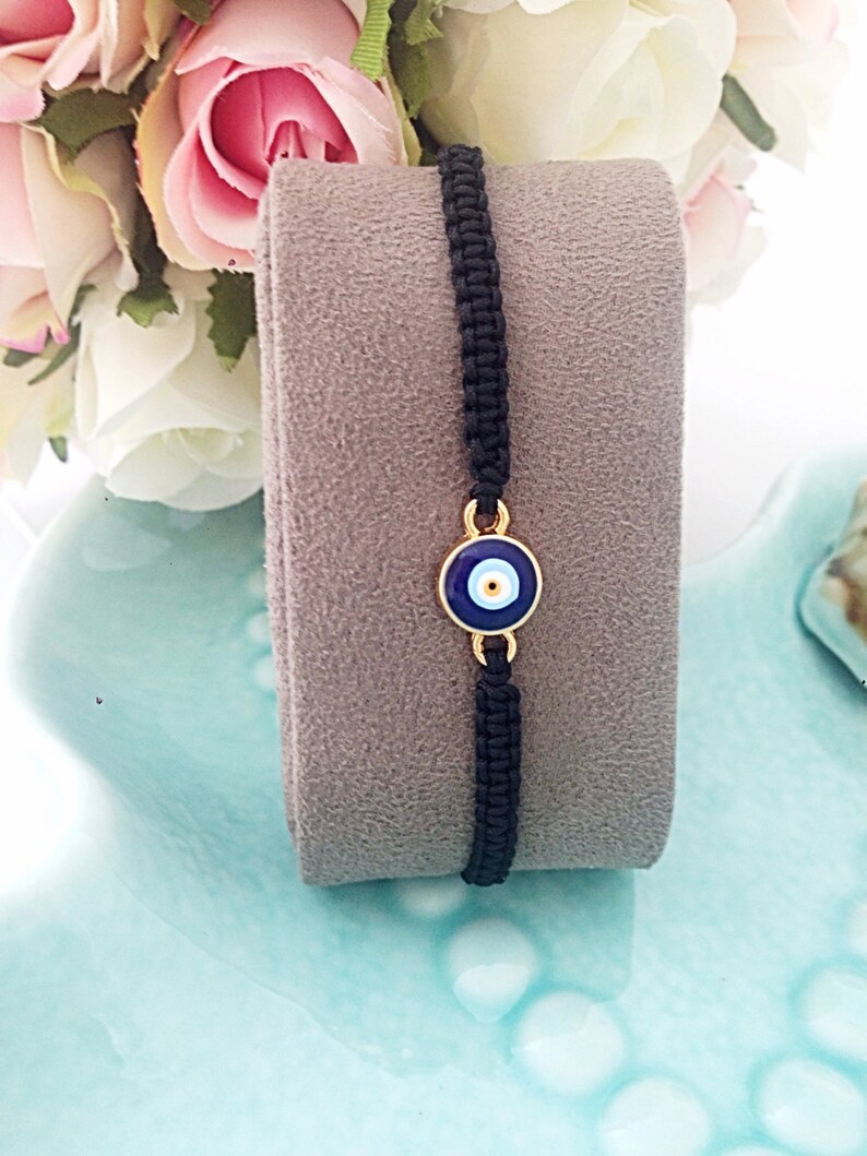 FREE SHIPPING Evil Eye Bracelet Black String Bracelet Etsy