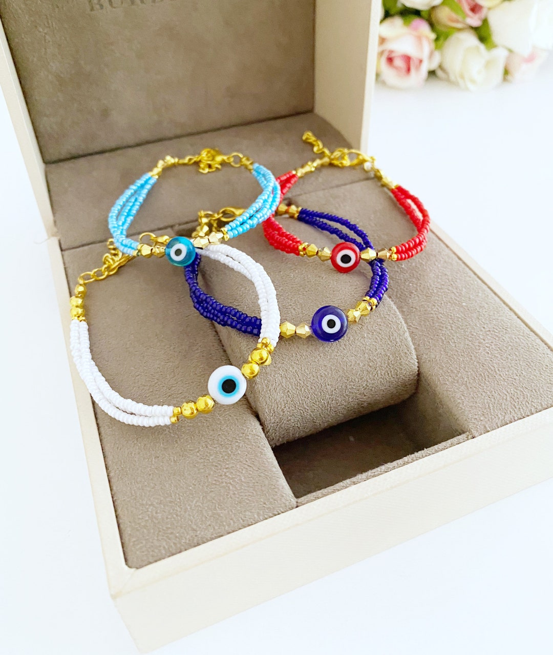 Evil Eye Bracelet Seed Beads Bracelet Miyuki Beads Bracelet - Etsy