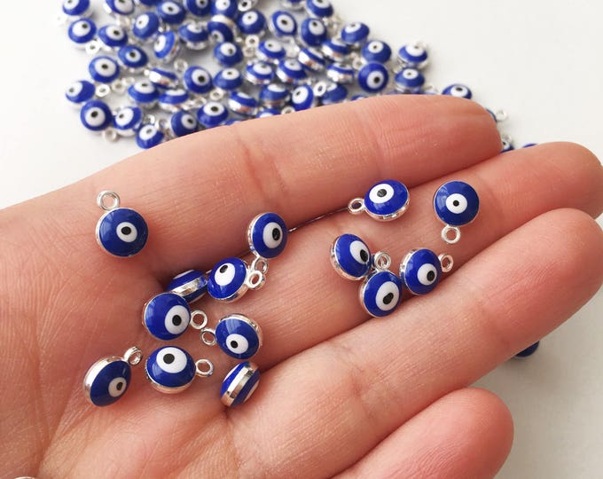 Gold Plated Evil Eye Charm Enamel Evil Eye Charm Evil Eye Etsy