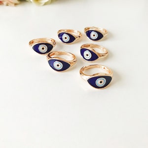 Blue Evil Eye Ring, Gold Adjustable Ring, Delicate Ring Gifts for Women Girls, Greek Ring image 10