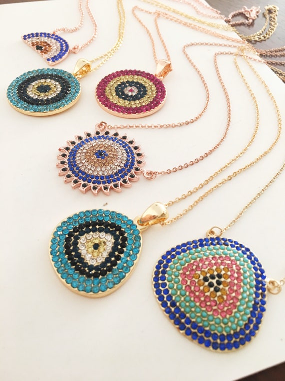 Evil Eye Necklace Nazar Boncuk Necklace Cubic Zirconia Gold