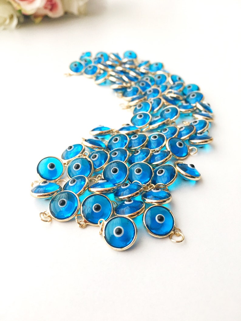 Evil eye charm, bulk set 100 pcs, evil eye beads, turquoise evil eye charms, wholesale evil eye, evil eye necklace charm, jewelry diy image 7