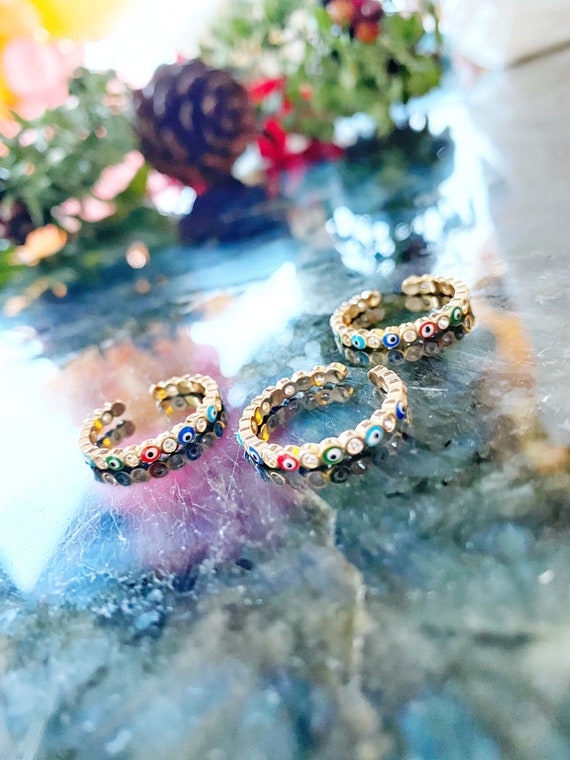 Multicolor evil cheap eye ring