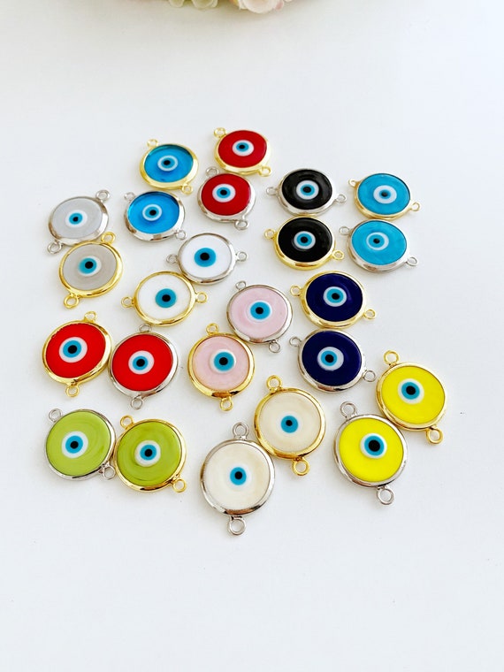 ABOOFAN 100pcs Round Evil Eye Handmade Glass Lampwork Beads Charms Spacer Beads for Bracelets Necklace Jewelry Making Yellow ABOOFAN 100pcs Round Evil Eye Handmade Glass Lampwork Beads Charms Spacer Beads for Bracelets Necklace Jewelry Making Yellow