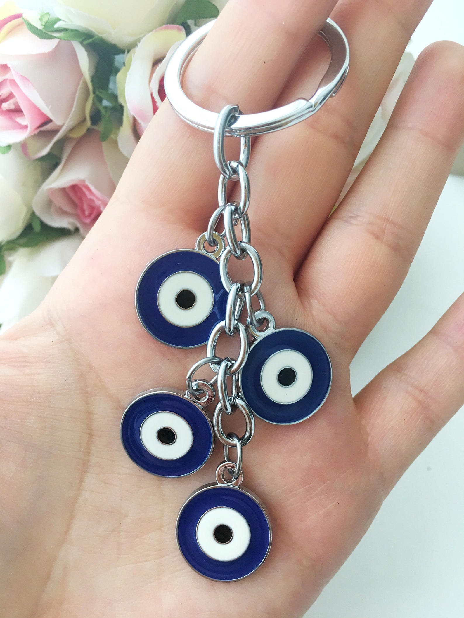 Evil Eye Keychain Lucky Evil Eye Keychain Evil Eye Key Ring Etsy