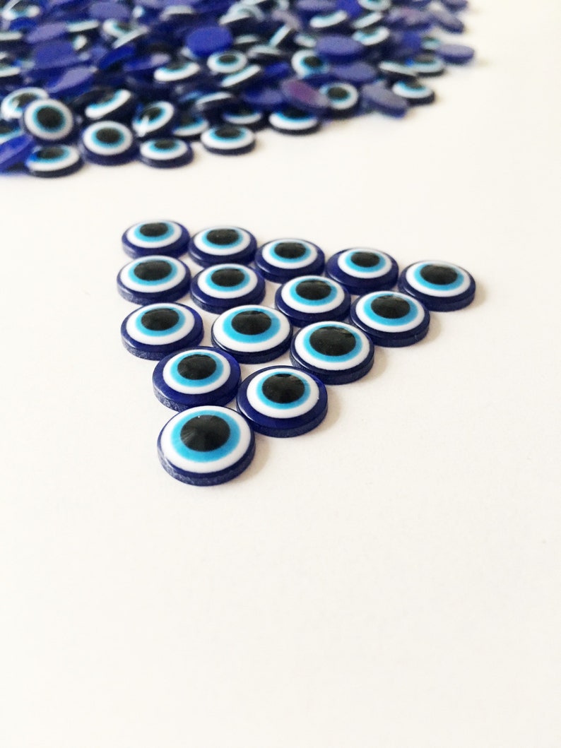 20 Evil Eye Resin Cabs 10mm Evil Eye Cabochons Blue Evil Eye Etsy