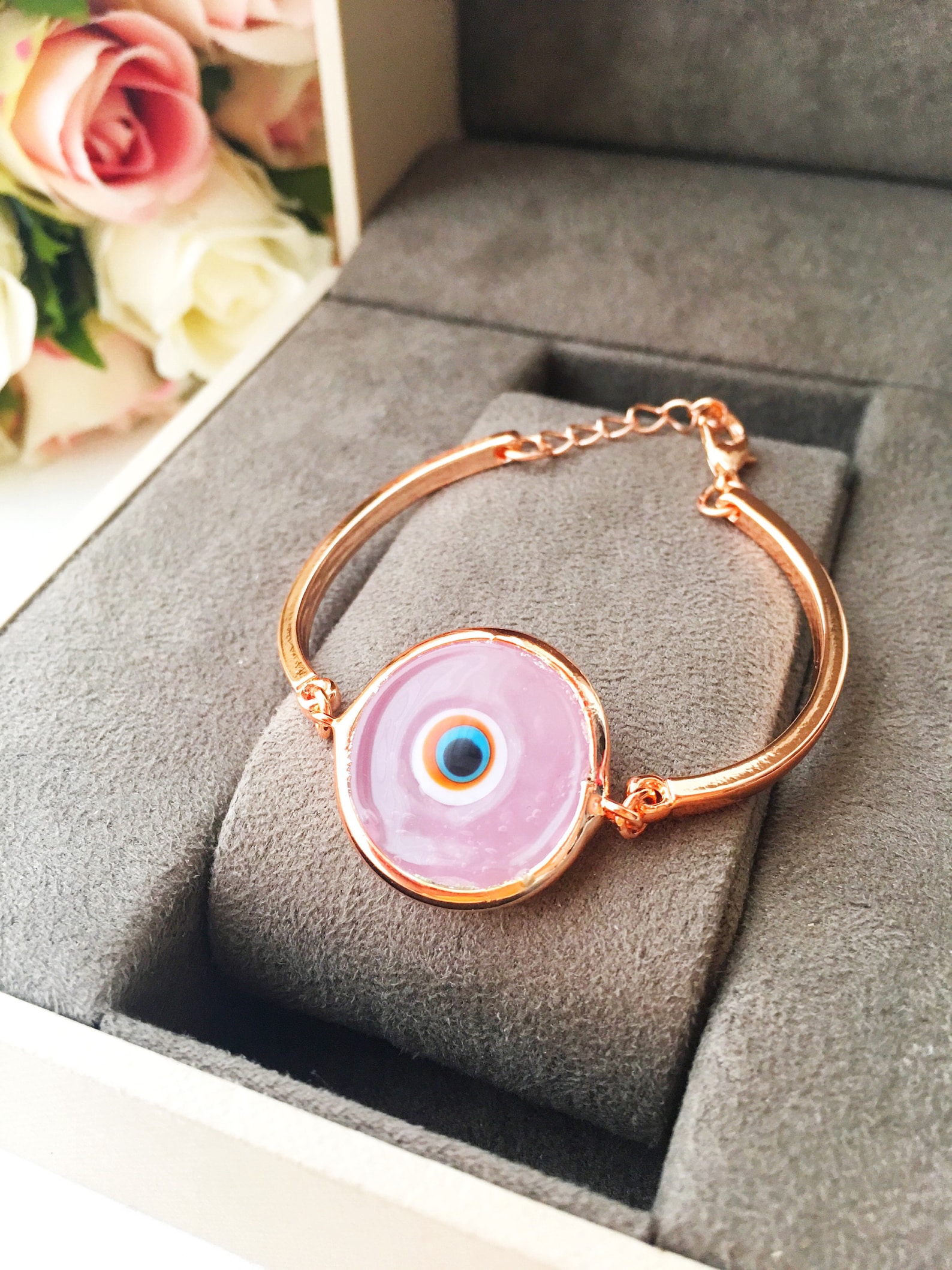 Baby Pink Evil Eye Bracelet Evil Eye Murano Glass Bracelet Etsy