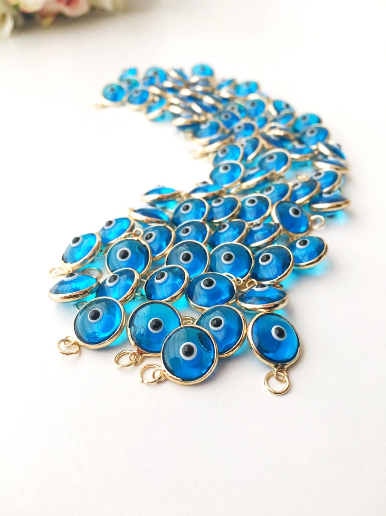 Evil eye charm, bulk set 100 pcs, evil eye beads, turquoise evil eye charms, wholesale evil eye, evil eye necklace charm, jewelry diy image 8