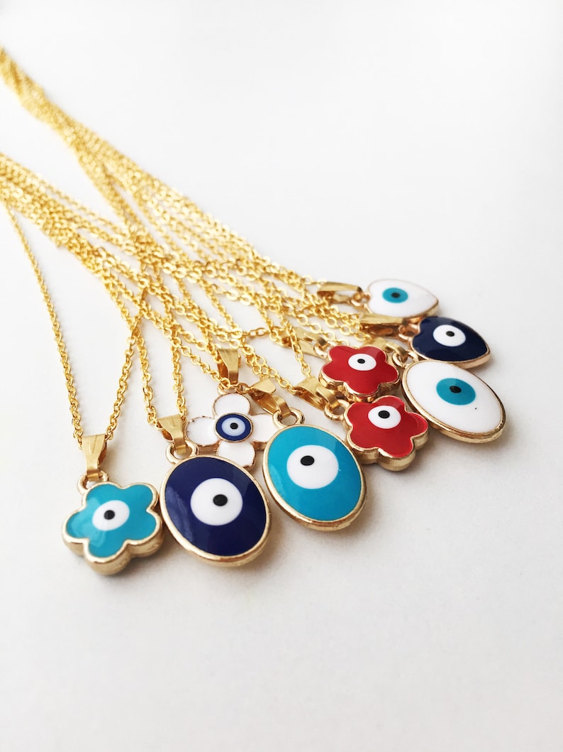 clover charm necklace eye evil eye jewelry blue evil eye evil eye charm necklace Evil eye necklace gold chain necklace evil eye beads