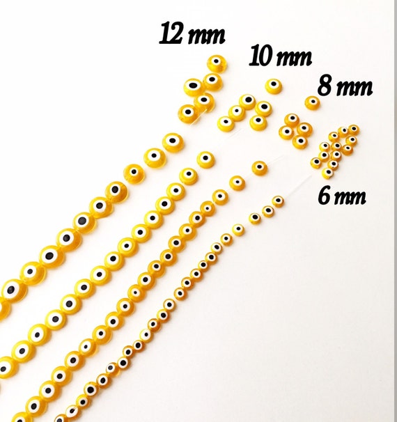 Yellow Evil Eye Beads Flat Glass Bead 