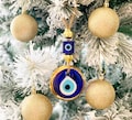 Evil eye wall hanging, christmas tree decoration, gold evil eye bead, evil eye home decoration, christmas tree ornaments, home decoration product logo