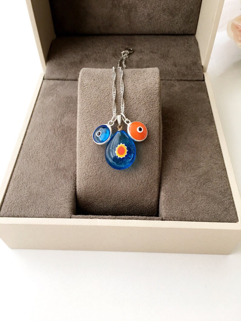 lamp work evil eye necklace Murano glass evil eye necklace evil eye beads greek evil eye blue evil eye necklace evil eye charm necklace