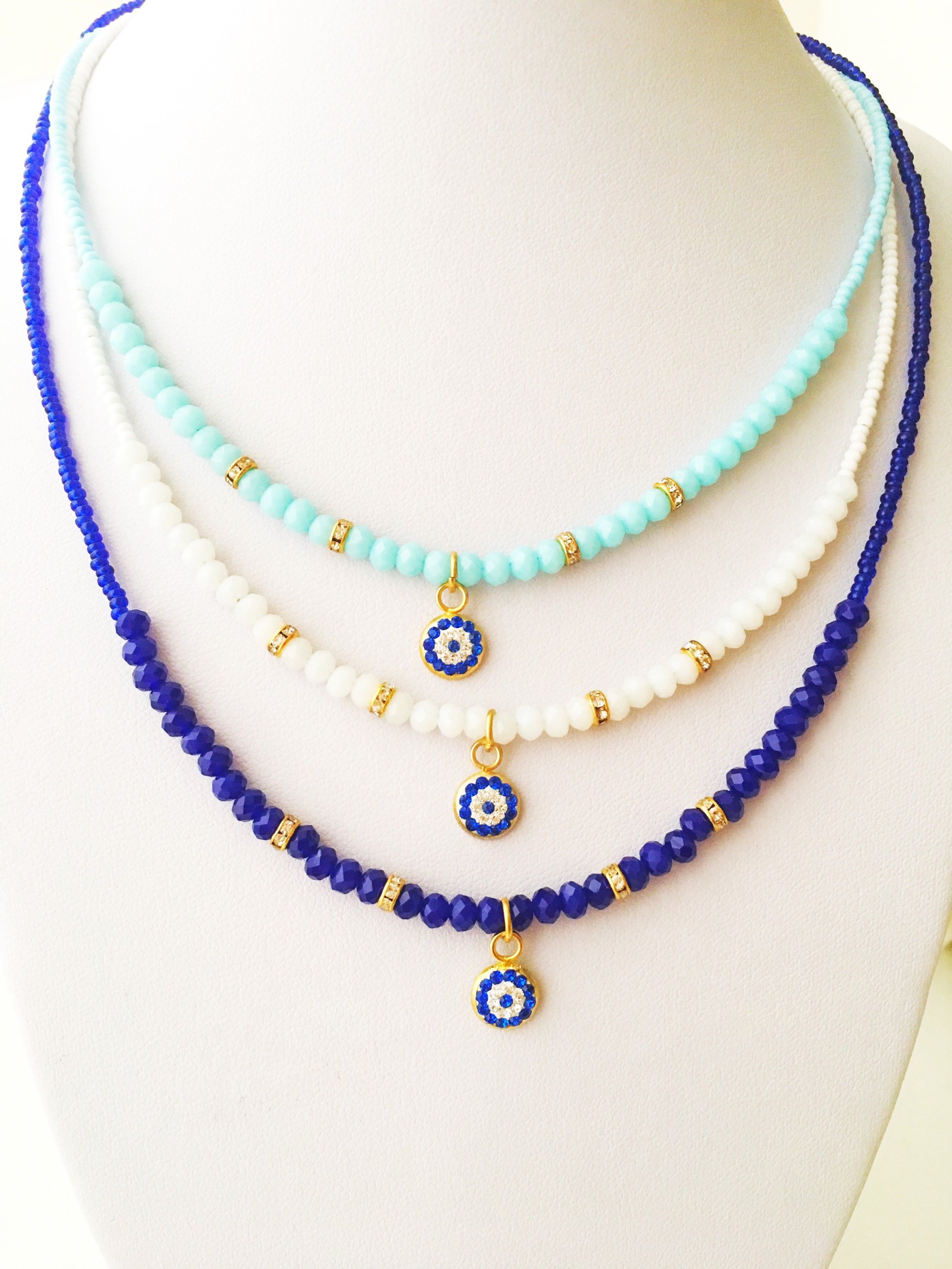 Evil eye beaded necklace deals