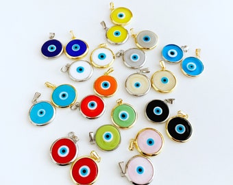 ABOOFAN 100pcs Round Evil Eye Handmade Glass Lampwork Beads Charms Spacer Beads for Bracelets Necklace Jewelry Making Yellow ABOOFAN 100pcs Round Evil Eye Handmade Glass Lampwork Beads Charms Spacer Beads for Bracelets Necklace Jewelry Making Yellow