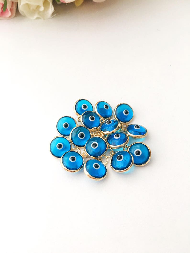 Evil eye charm, bulk set 100 pcs, evil eye beads, turquoise evil eye charms, wholesale evil eye, evil eye necklace charm, jewelry diy image 5