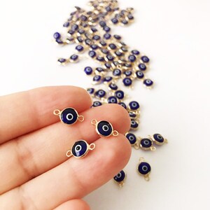 Mini Glass Evil Eye Beads, Blue Evil Eye Charm, Connectors for Unique Jewelry Making, Glass Beads for Bracelets and Necklaces, Good Luck bild 6