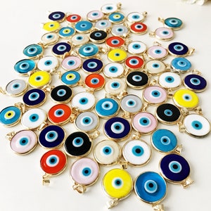 evil eye bead, bulk, murano glass beads, evil eye pendant, evil eye charm, gold evil eye charm, 24K gold frame, malocchio, gold pendant image 2