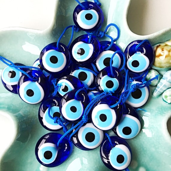 Evil Eye Beads, BULK 10 to 100 beads, Glass Evil Eye Glass Cabs
