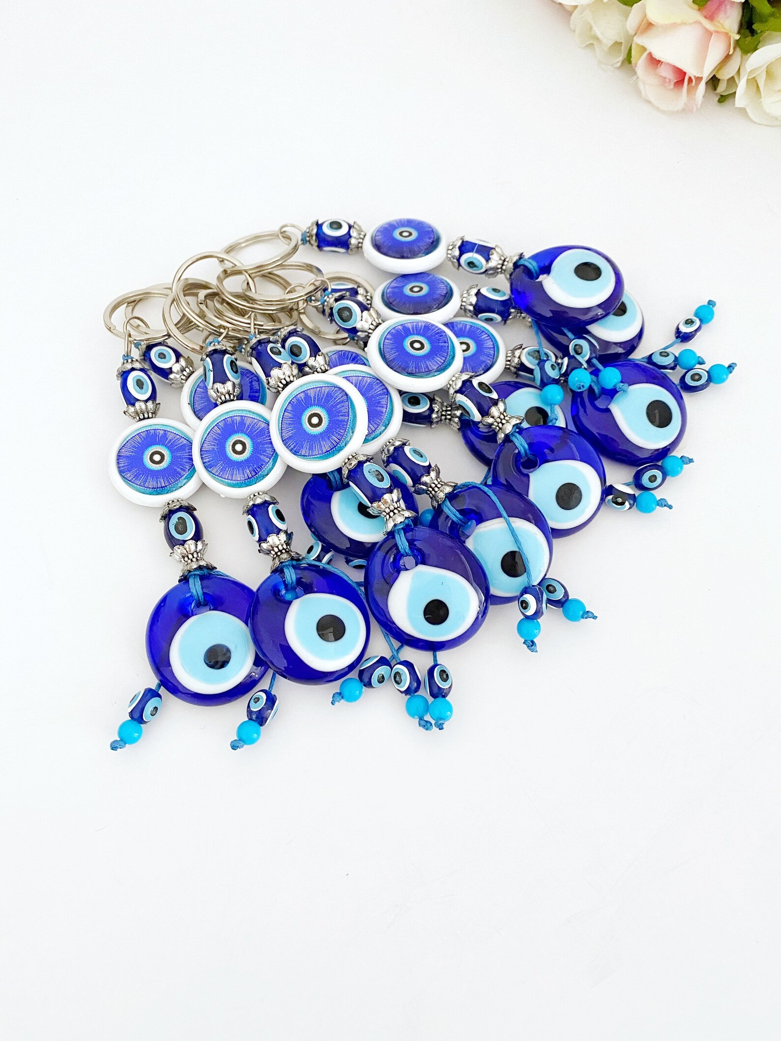 Blue Evil Eye Keychain Evil Eye Bead Evil Eye Keyring Good Etsy