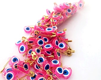 50% SALE - 100 pcs evil eye safety pins - evil eye beaded safety pins - resin nazar boncuk evil eye pins - evil eye beads - baby shower