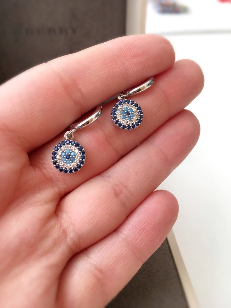 evil eye hoop earrings silver