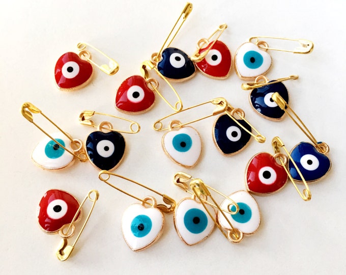 5 Pcs Evil Eye Safety Pin Four Leaf Clover Evil Eye Safety Etsy