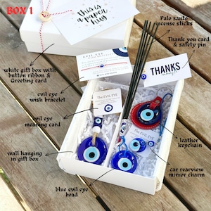 Christmas Gift Box Evil Eye, Greek Evil Eye Bead Jewelry, Gift Basket for Men Women, Self Care Package, House Protection, Spiritual Gift Box BOX 1