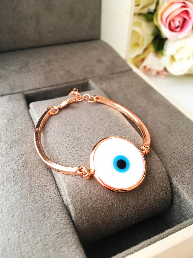 Evil eye bracelet white murano glass evil eye charm murano