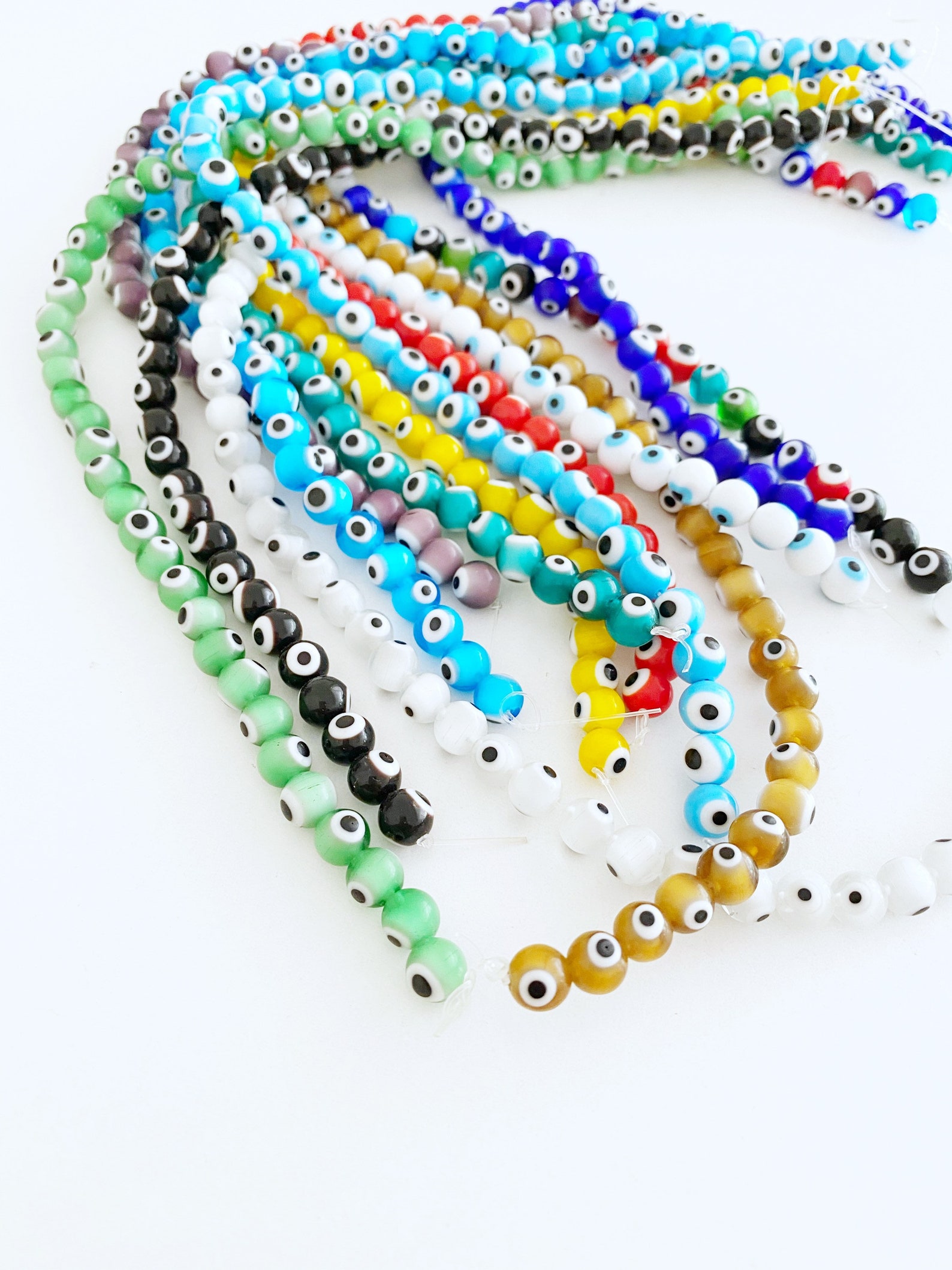 50 Pcs Evil Eye Bead 8mm Round Glass Evil Eye Bead Evil Eye Etsy