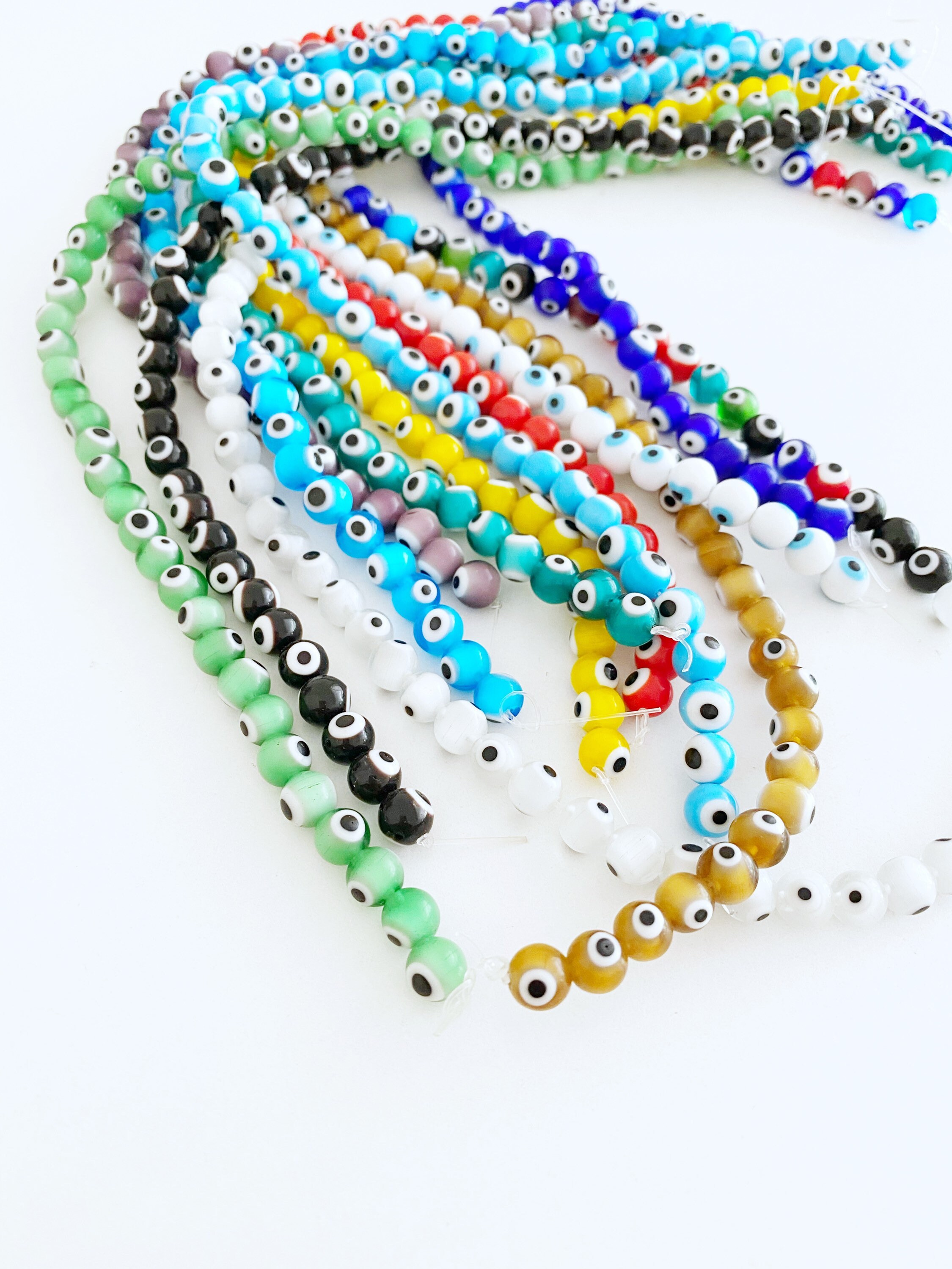 50 Pcs Evil Eye Bead 8mm Round Glass Evil Eye Bead Evil Eye Etsy