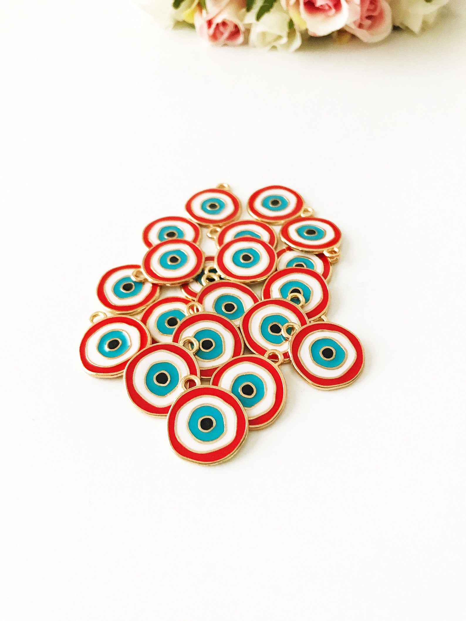 Gold Plated Evil Eye Charm Enamel Evil Eye Charm Evil Eye Etsy