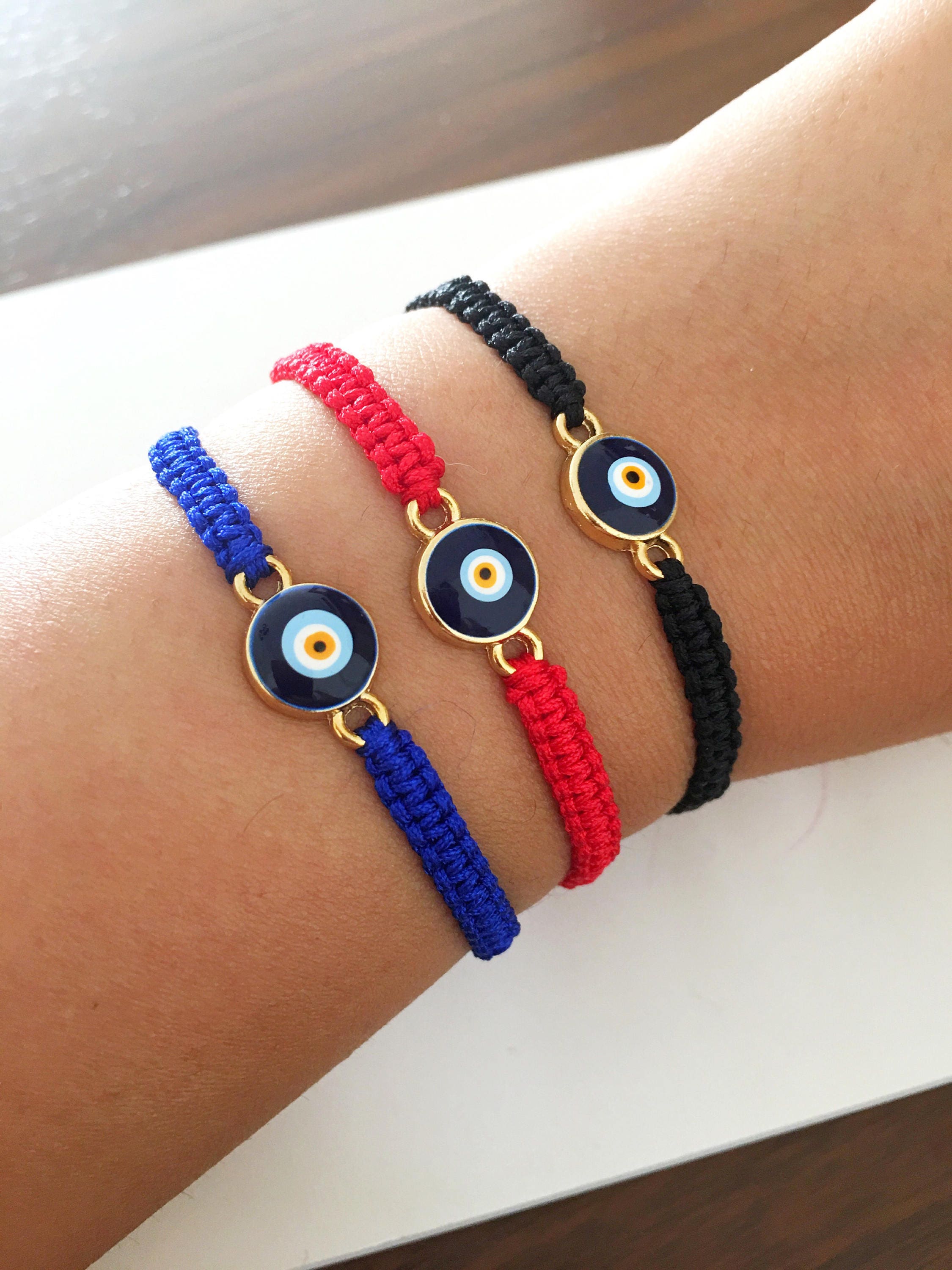Evil Eye Bracelet Blue String Evil Eye Bracelet Red Evil Eye Etsy