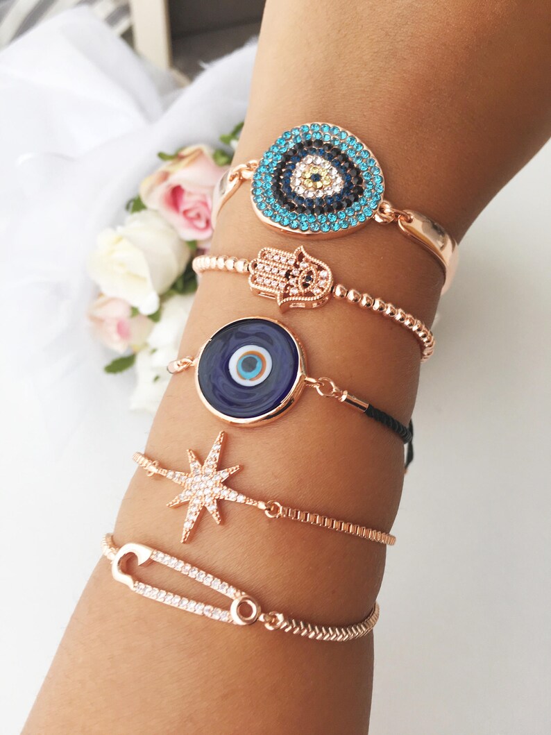 Evil Eye Bracelet Blue Evil Eye Murano Bracelet Zirconia Etsy