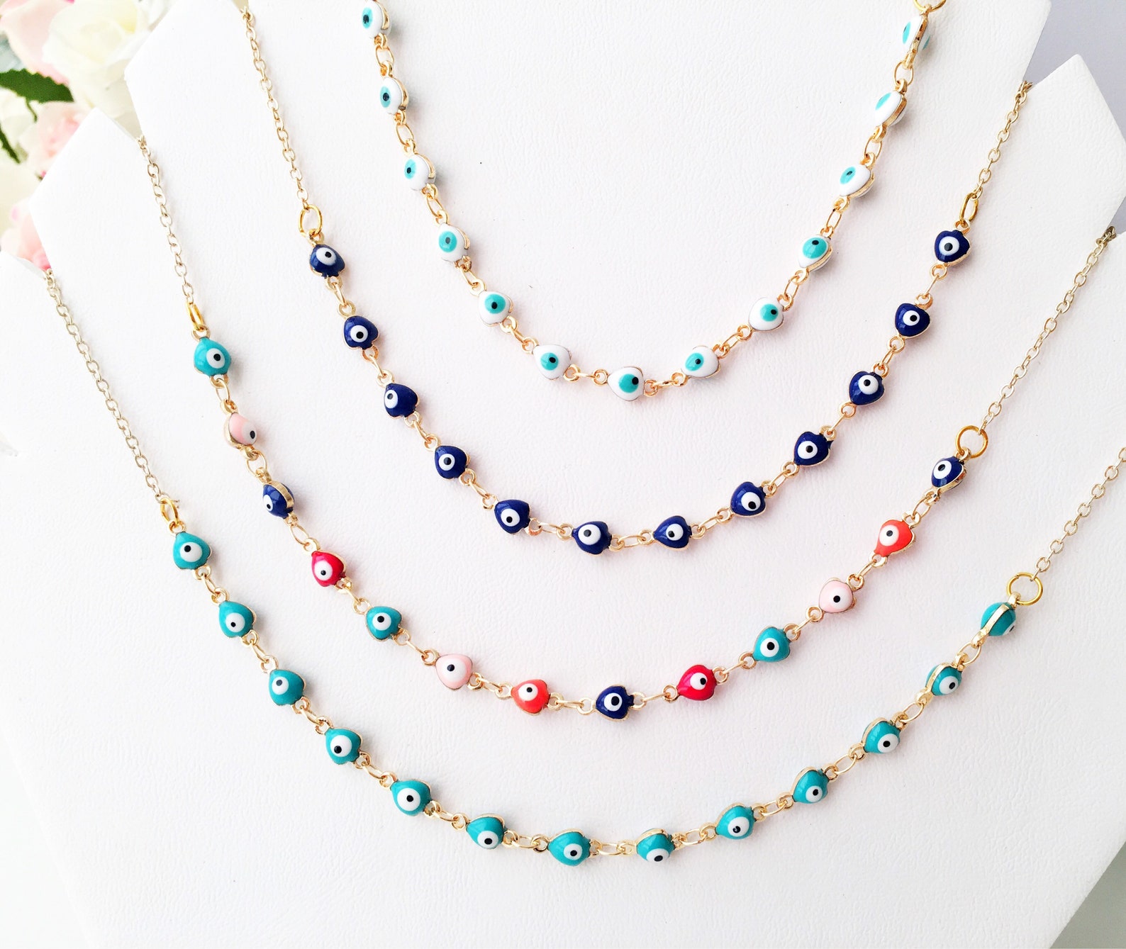 Evil eye necklace evil eye bead necklace tiny evil eye Etsy