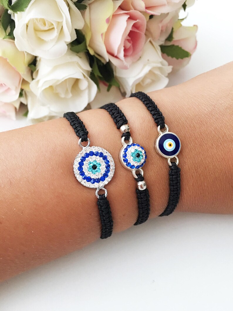 Evil Eye Bracelet Black String Bracelet Macrame Bracelet Etsy