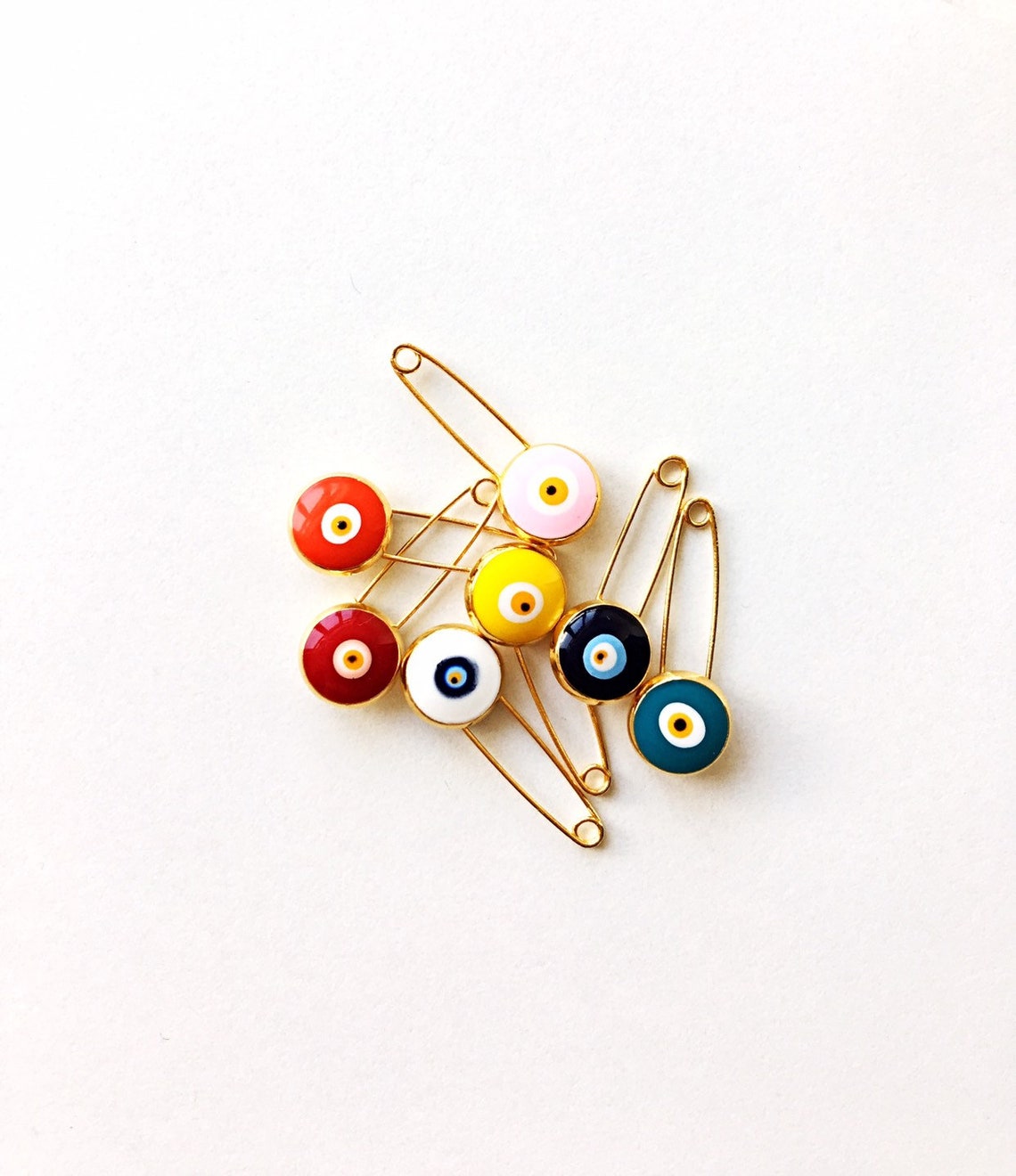 5 Pcs Evil Eye Safety Pin White Lucky Evil Eye Pin Etsy