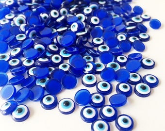 500 pcs cabochons mauvais œil, cabines en résine evileye, perle bleue pour mauvais œil, cabochons à œil bleu, bijoux de bricolage, cabines à dos plat, bijoux pour mauvais yeux, nazar