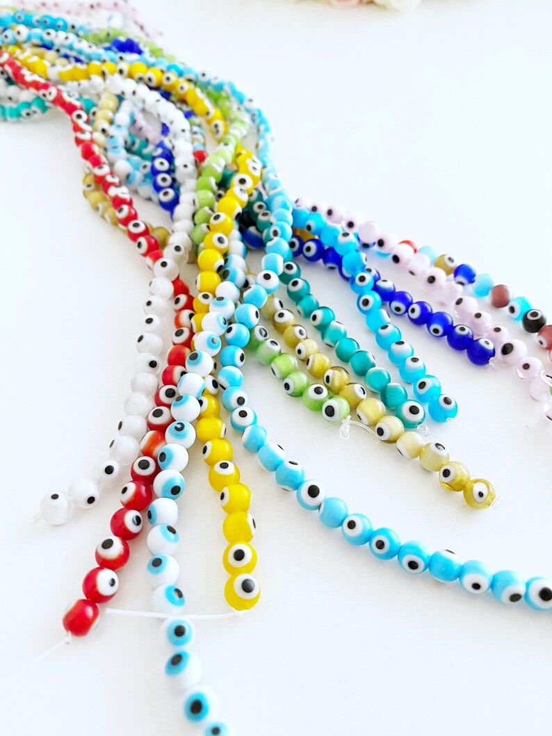 Red Evil Eye Beads 10mm Glass Beads Set of 35 Evil Eye Bead Etsy