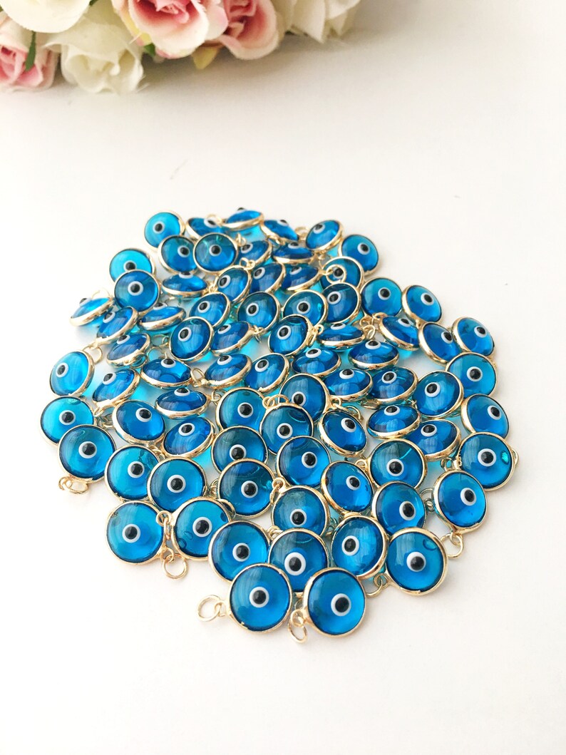 Evil eye charm, bulk set 100 pcs, evil eye beads, turquoise evil eye charms, wholesale evil eye, evil eye necklace charm, jewelry diy image 2
